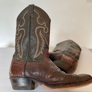 Tony Lama Brown Lizard Cowboy Boots Men's 9.5D Exotic Western Cowboy Rodeo